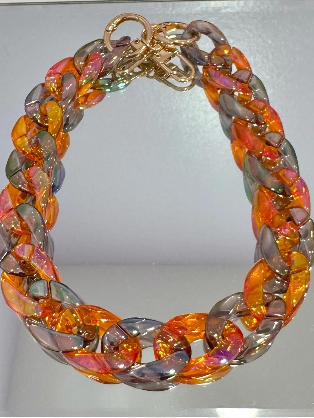 Iridescent Orange Multicolor Bag Chain 18 inches